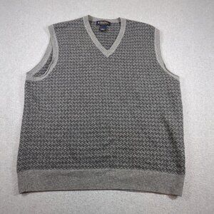 Vintage Brooks Brothers Sweater Vest Mens Large Gray Lambswool Golf Knit